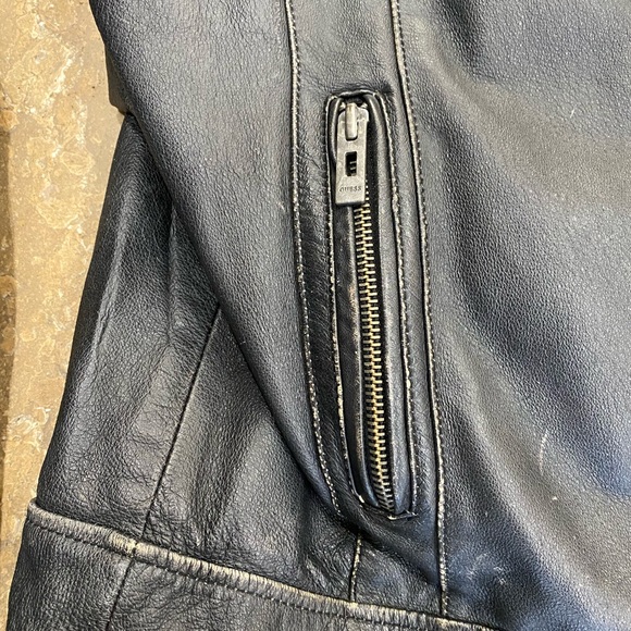 Genuine Leather jacket by Guess Jeans with detachable hoody. - Picture 2 of 4